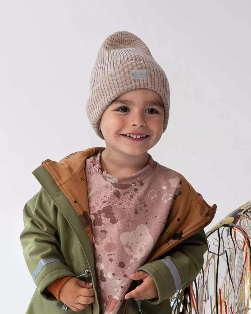 beżowa czapka merino dla dzieci i dorosłych