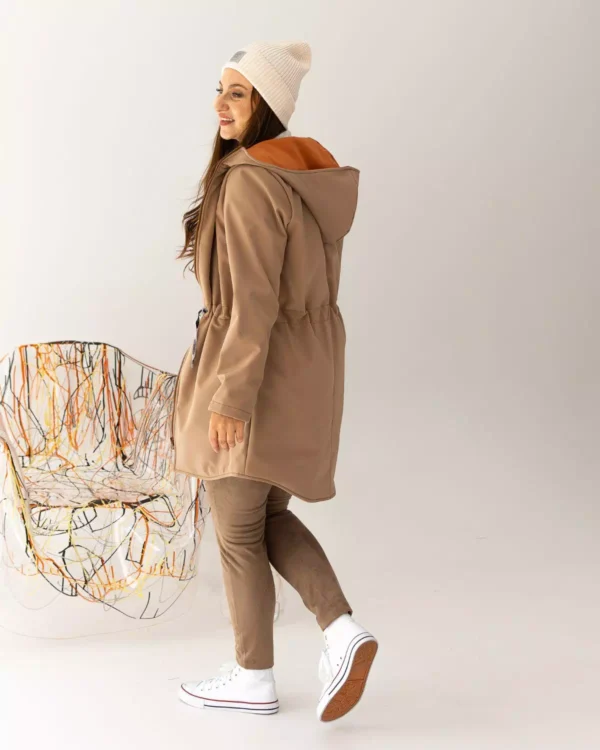 beżowa damska parka softshell