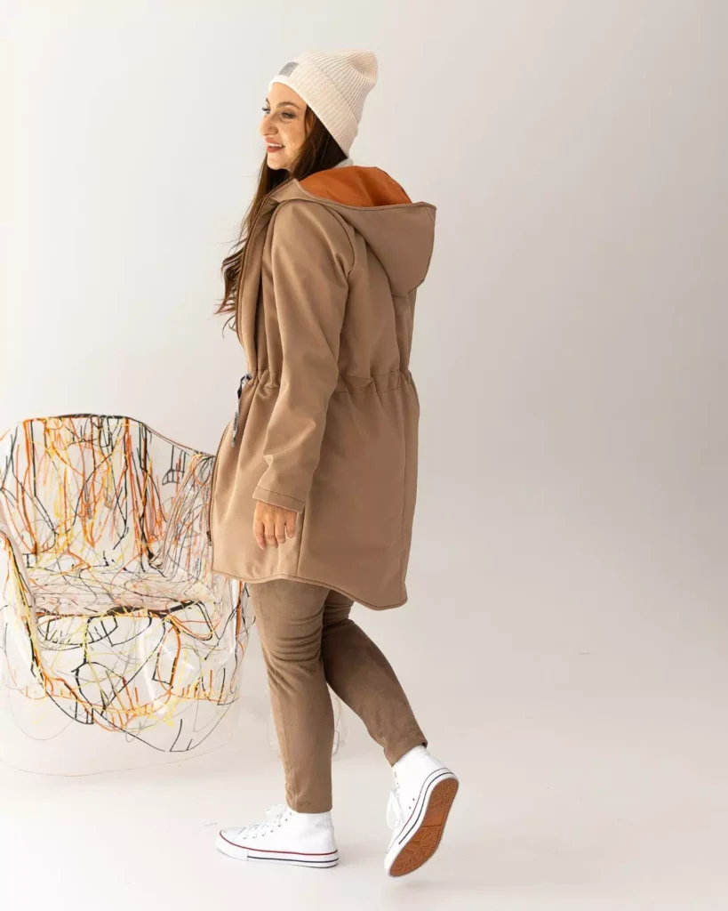 beżowa damska parka softshell