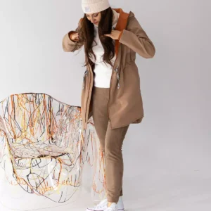 beżowa damska parka softshell