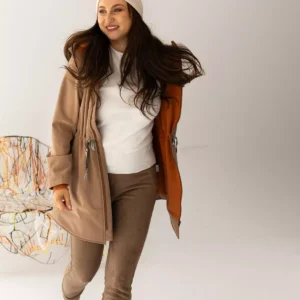 beżowa damska parka softshell