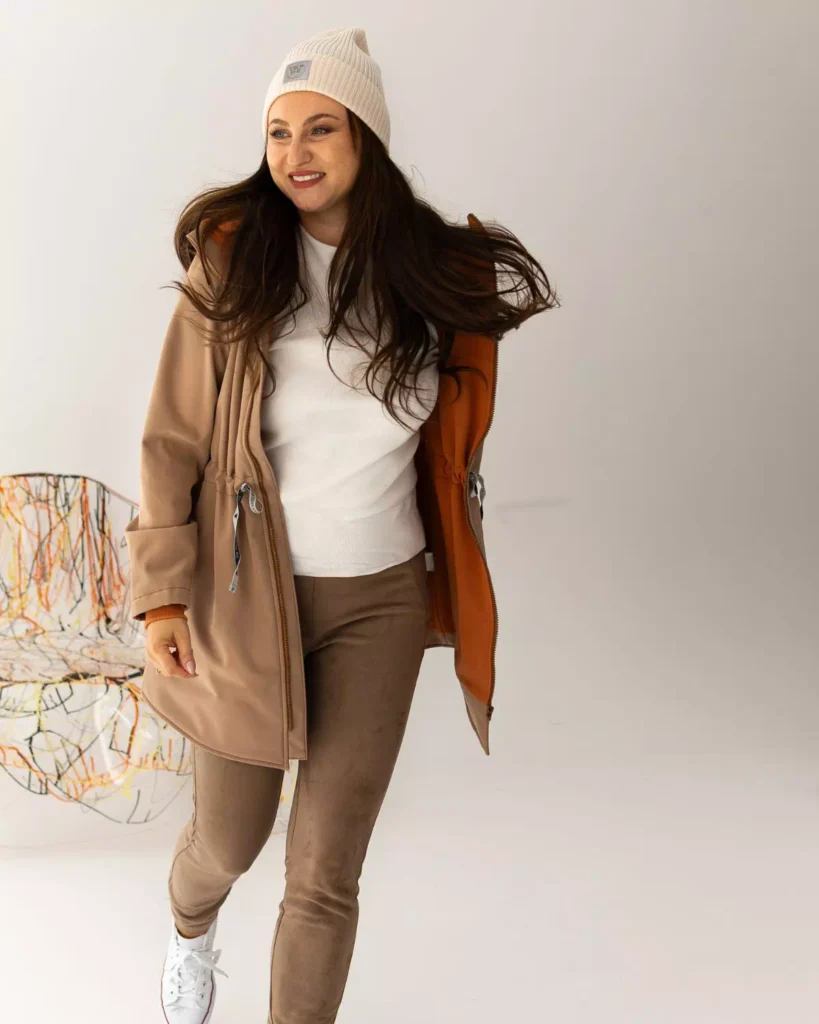 beżowa damska parka softshell