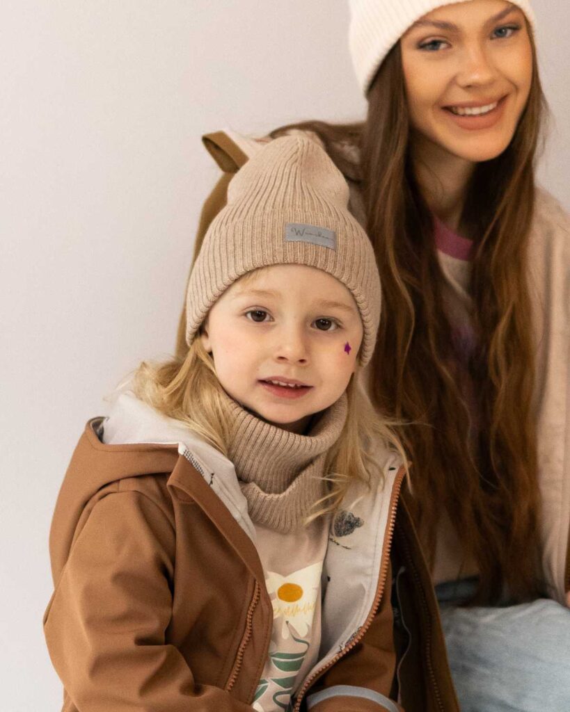 beżowy komin merino dla dzieci i dorosłych