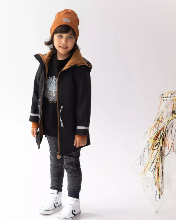 czarna dziecięca parka softshell