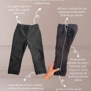 czarne spodnie softshell dla dzieci