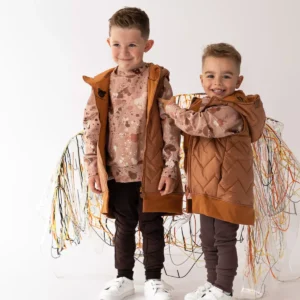 czekoladowe spodnie ze wzmocnieniami na kolanach