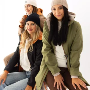 damska parka softshell w kolorze khaki