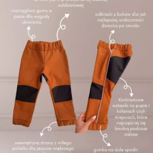 karmelowe spodnie softshell dla dzieci