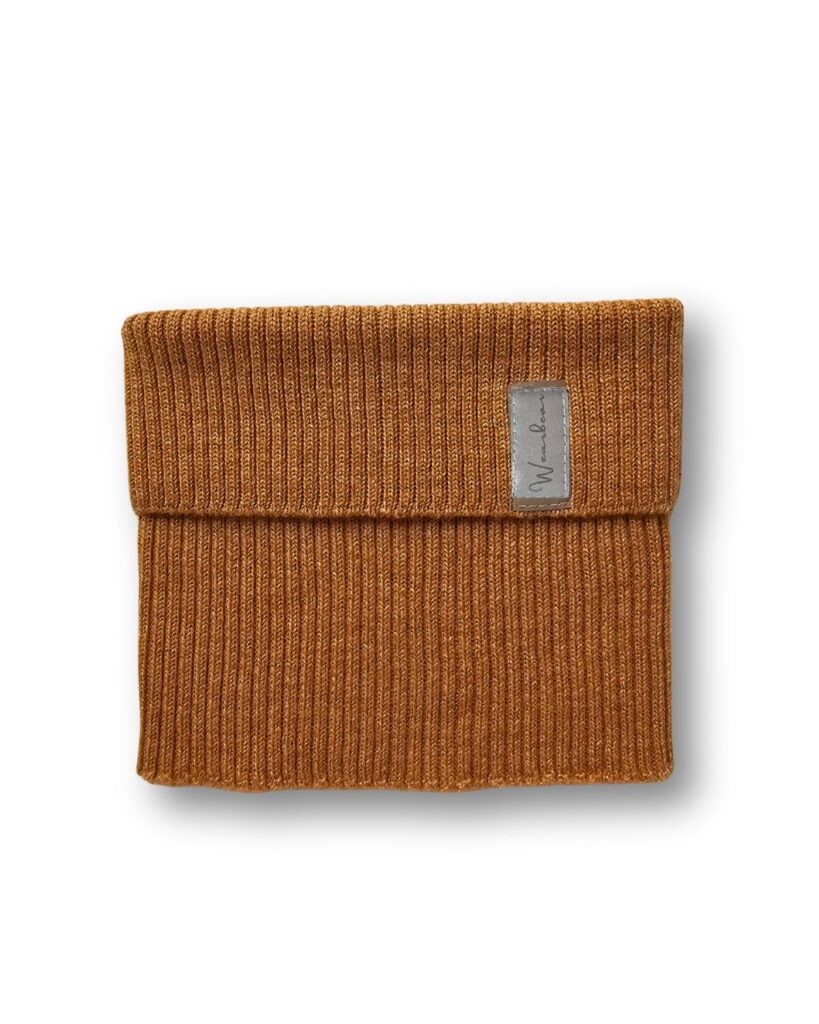 karmelowy komin z wełny merino dla dzieci i dorosłych