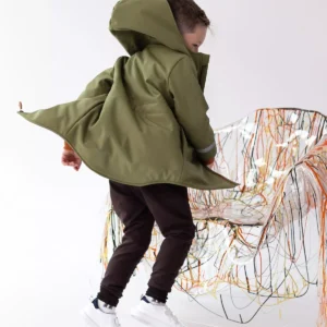 khaki parka dziecięca softshell z odblaskami