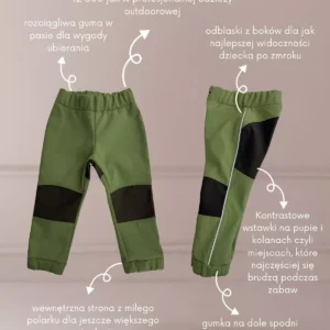 khaki spodnie softshell dziecięce