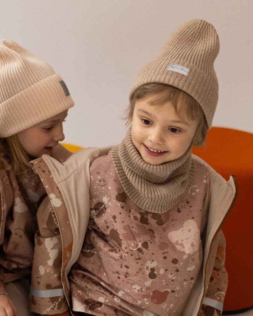 beżowy komin merino dla dzieci i dorosłych