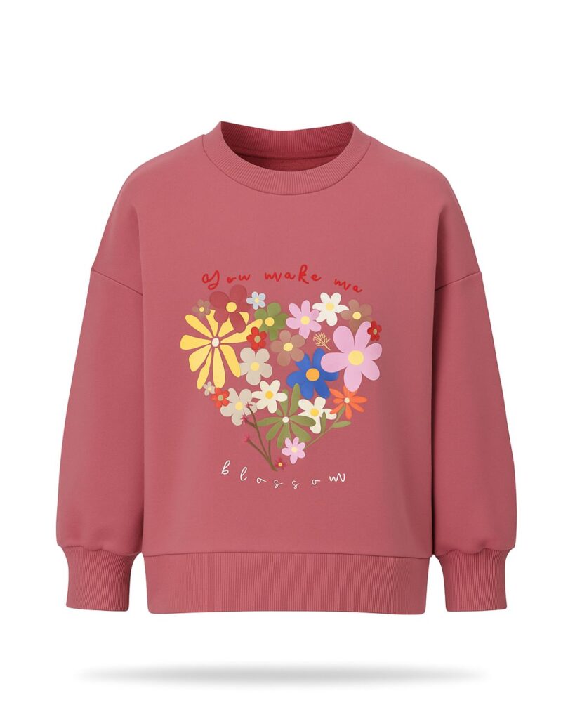 różowa bluza dziewczęca z nadrukiem