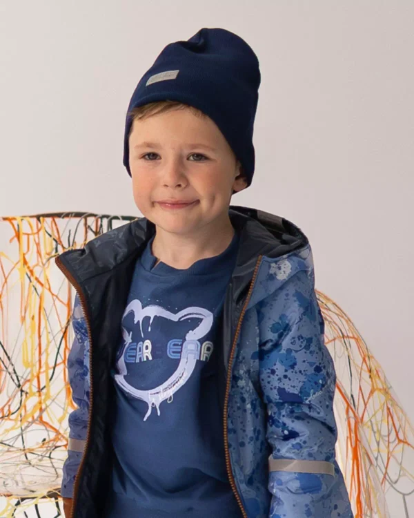 granatowa chlopięca czapka z odblaskiem