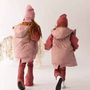 truskawkowe różowe legginsy dziewczęce