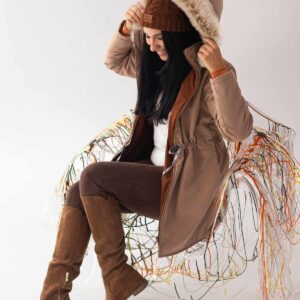 beżowa damska wodoodporna kurtka zimowa