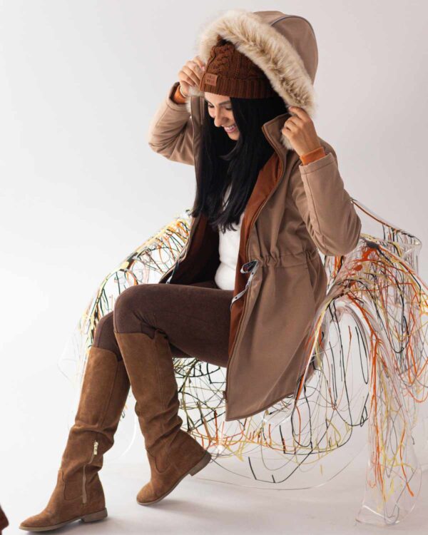 beżowa damska wodoodporna kurtka zimowa