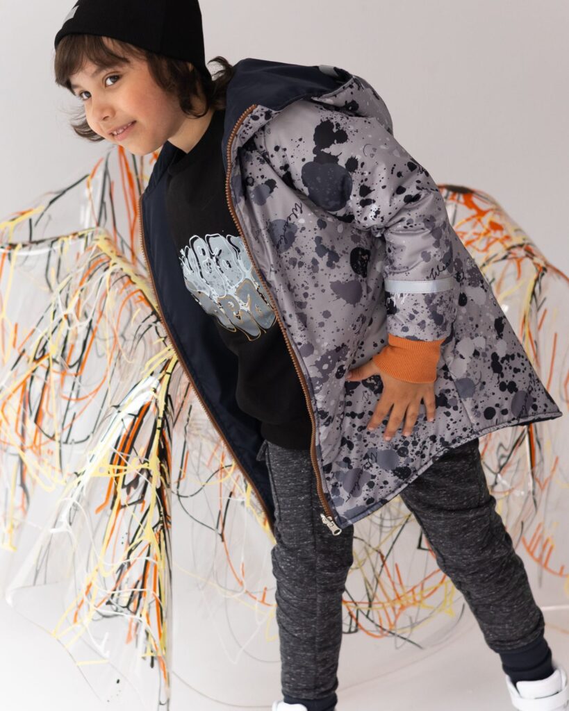 czarna dwustronna kurtka dziecięca z ociepleniem thinsulate