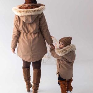 beżowa damska wodoodporna kurtka zimowa