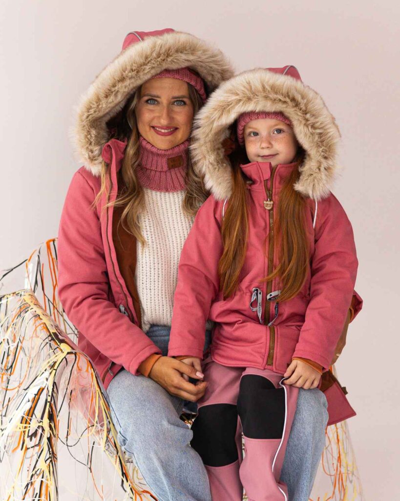 ciepła gruba dziewczęca różowa kurtka zimowa