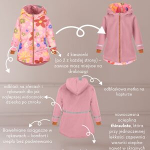 różowa kurtka dwustronna z ociepleniem thinsulate