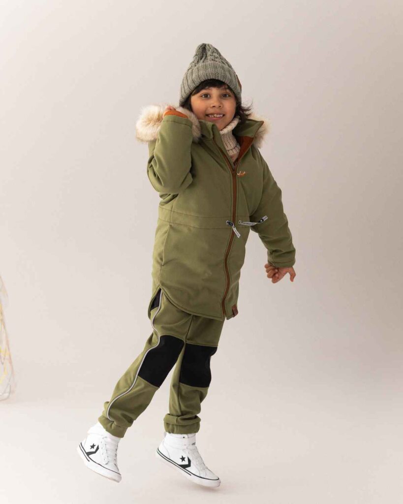 khaki zimowa kurtka dziecięca strojmisie