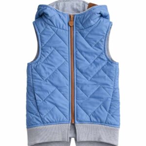 niebieska kamizelka z szarą podszewką