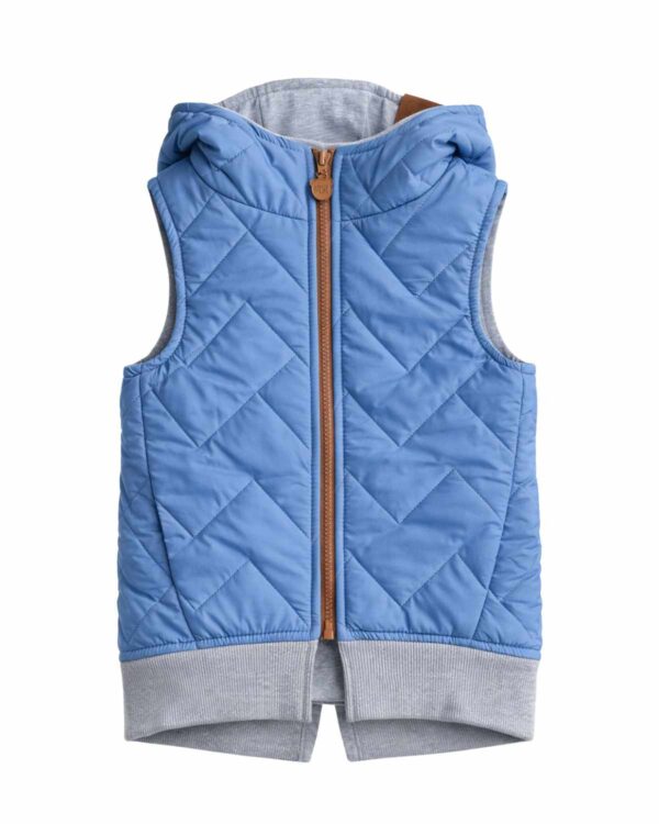niebieska kamizelka z szarą podszewką