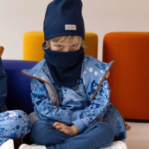 szara kamizelka chłopięca z niebieską podszewką splash