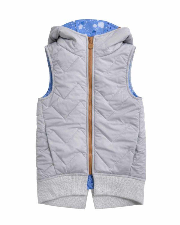 szara kamizelka chłopięca z niebieską podszewką splash
