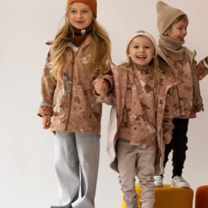 beżowa Parka dziecięca splash z odblaskiem