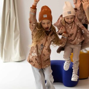 beżowa Parka dziecięca splash z odblaskiem