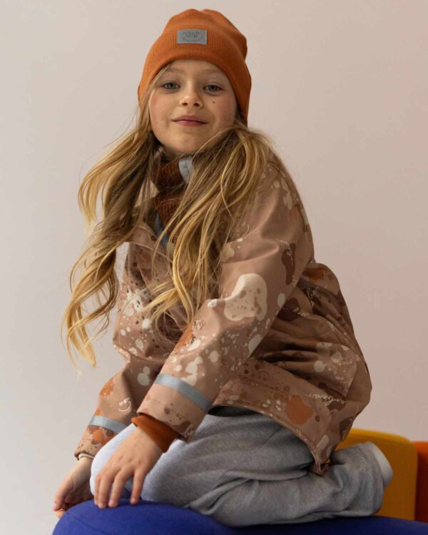 beżowa Parka dziecięca splash z odblaskiem