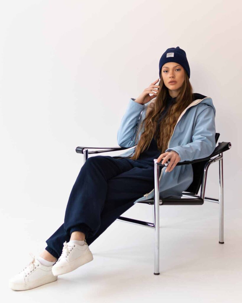 damska parka softshell błękitna