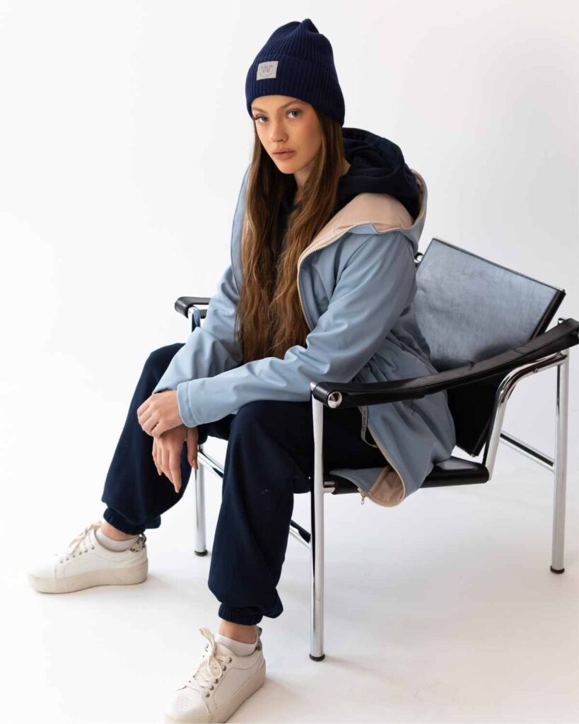 damska parka softshell błękitna