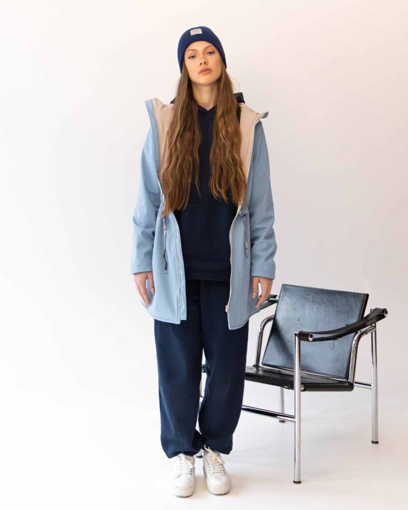 damska parka softshell błękitna