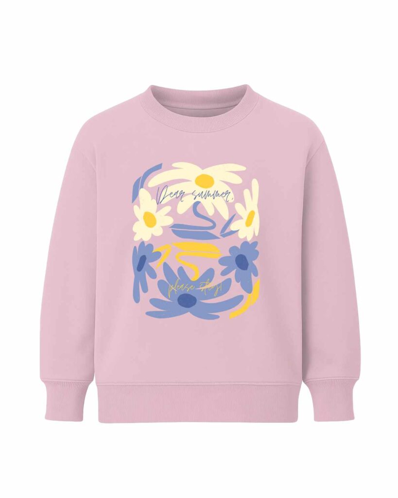 jasno różowa bluza dziewczęca z nadrukiem duże kwiaty