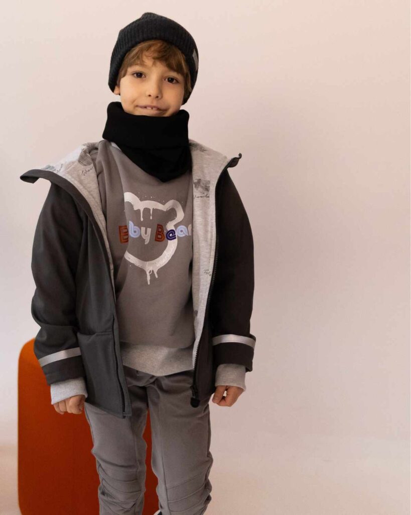 szara bluza chłopięca z nadrukiem baby bear